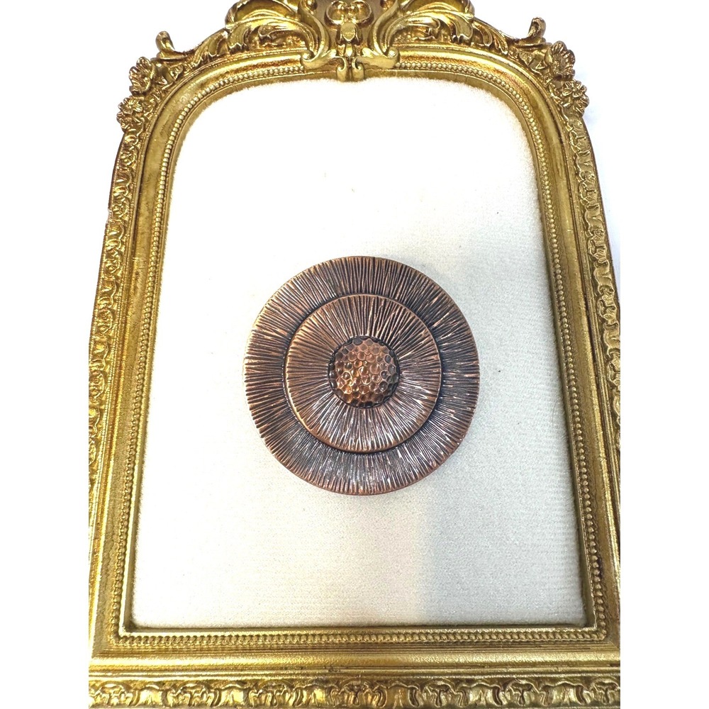 Vintage Renoir Solid Copper Sunburst Brooch Mid Century Modern Pin